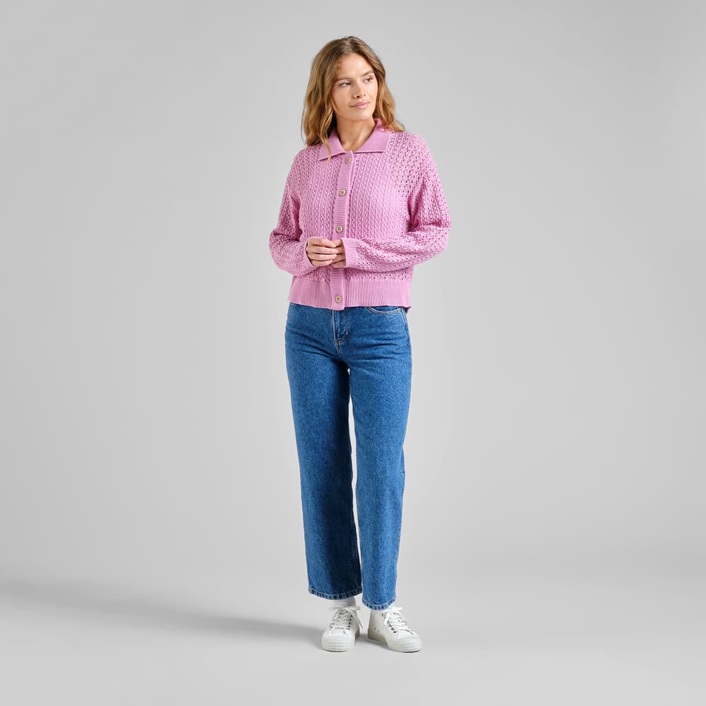 Knitted Cardigan Rosendal Crochet Moonlite Pink