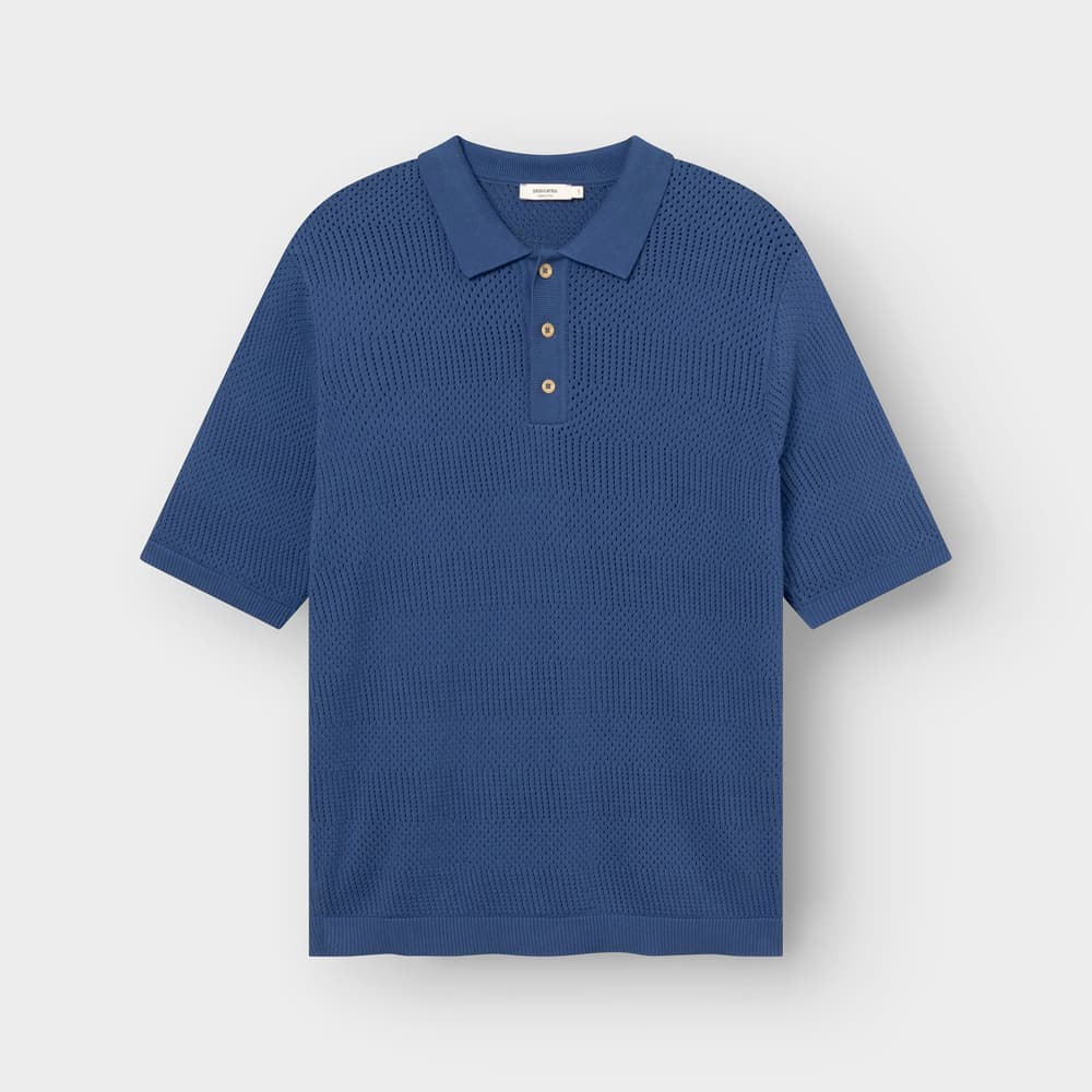 Knitted Polo Nogersund True Blue