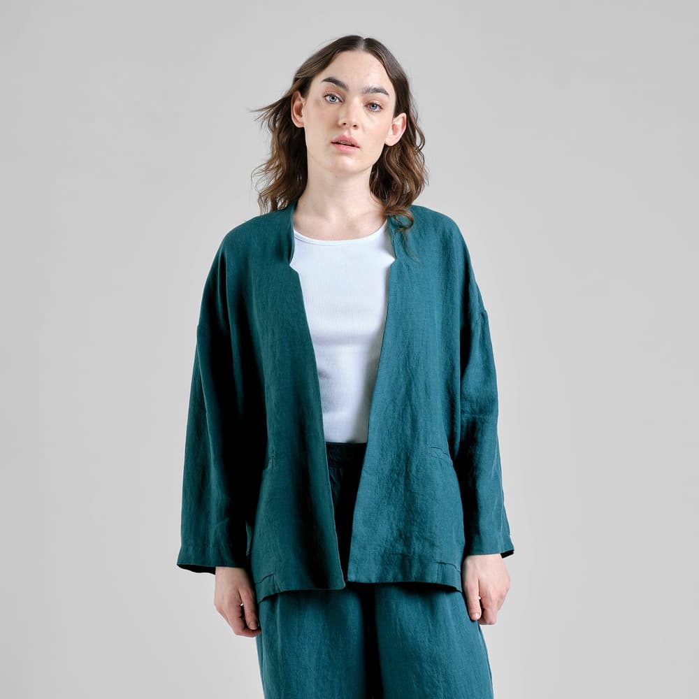 Loose Blazer Tanto Linen Mediterranea Green