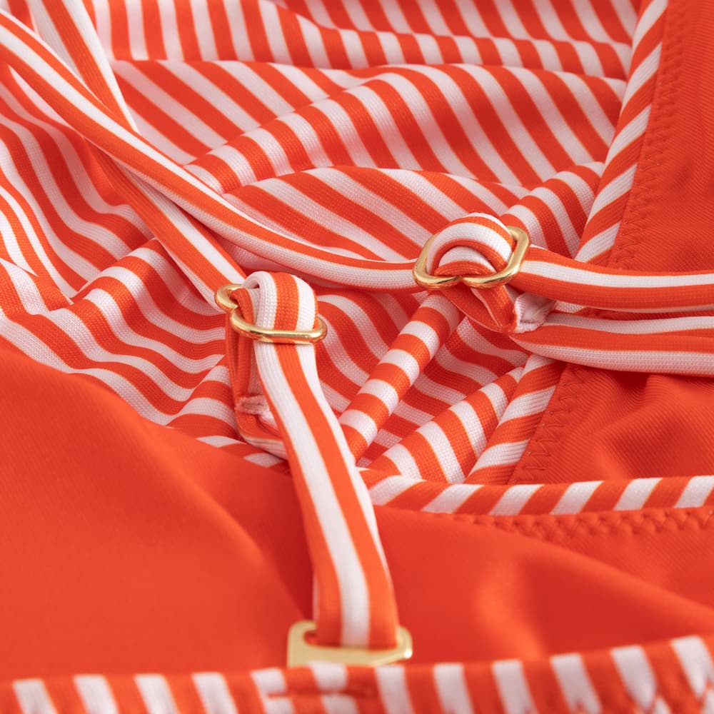 Wrap Swimsuit Klinte Thin Stripe Grenadine Red