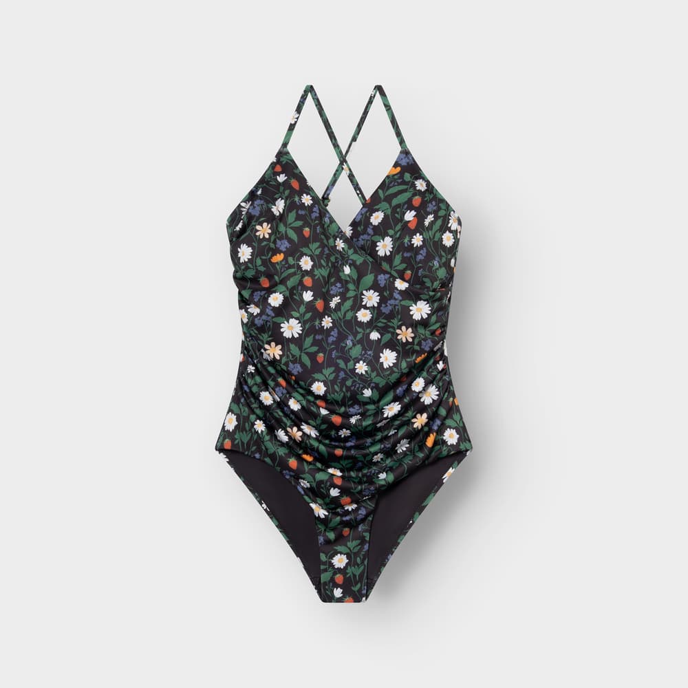 Wrap Swimsuit Klinte Strawberry Field Black