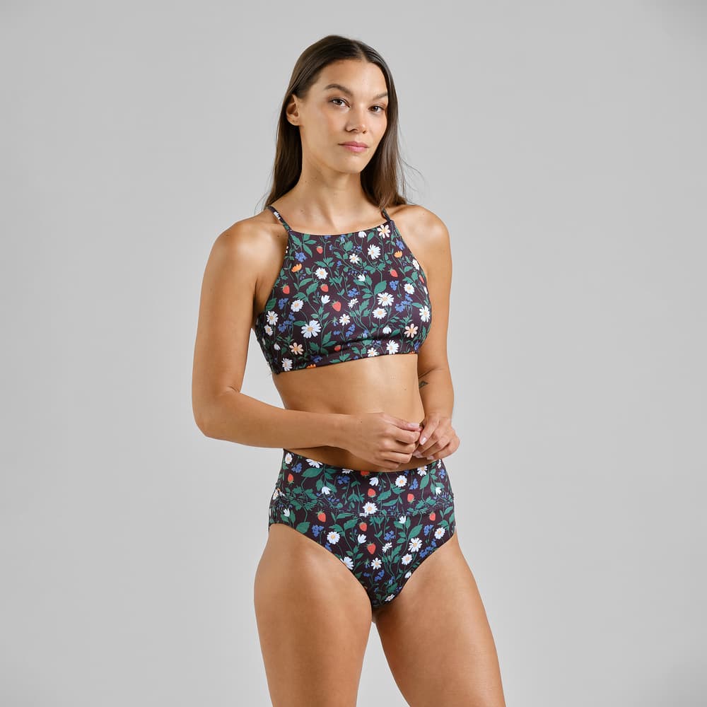 Bikini Pants Slite Strawberry Field Black