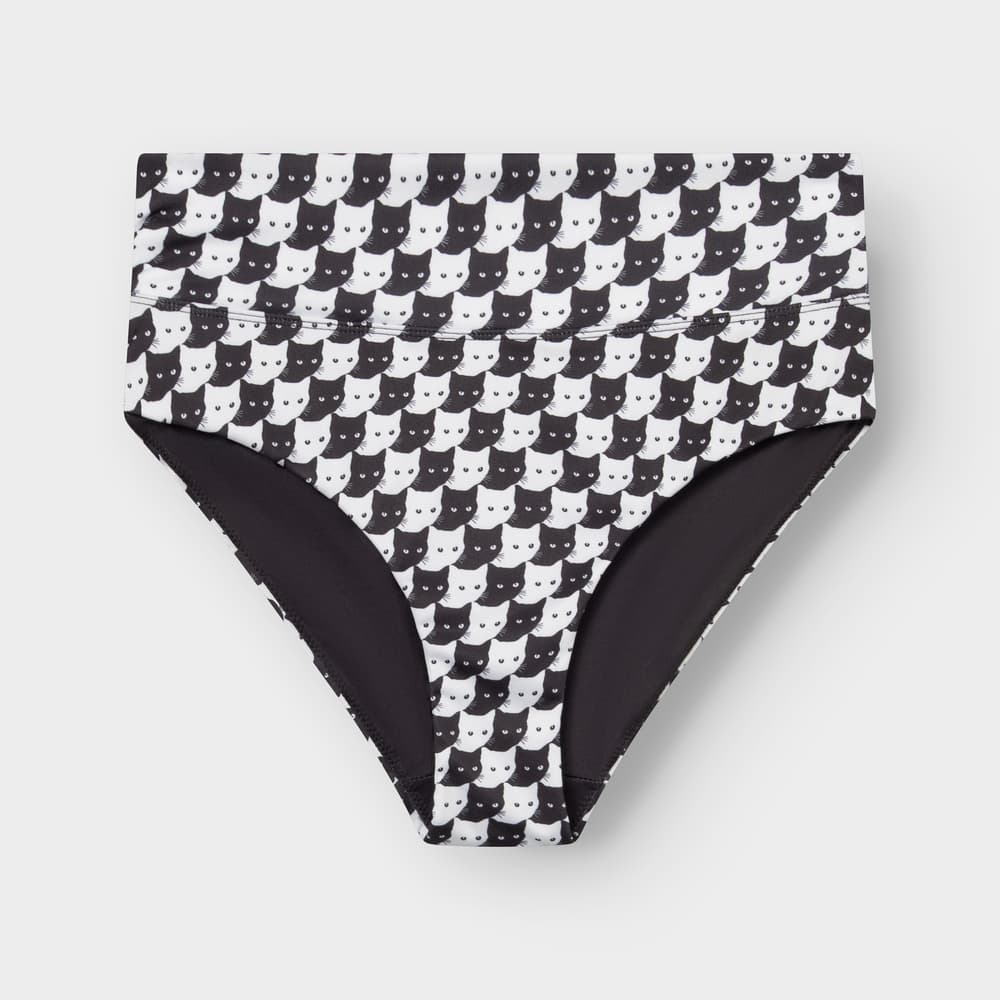 Bikini Pants Slite Pepita Cats Black
