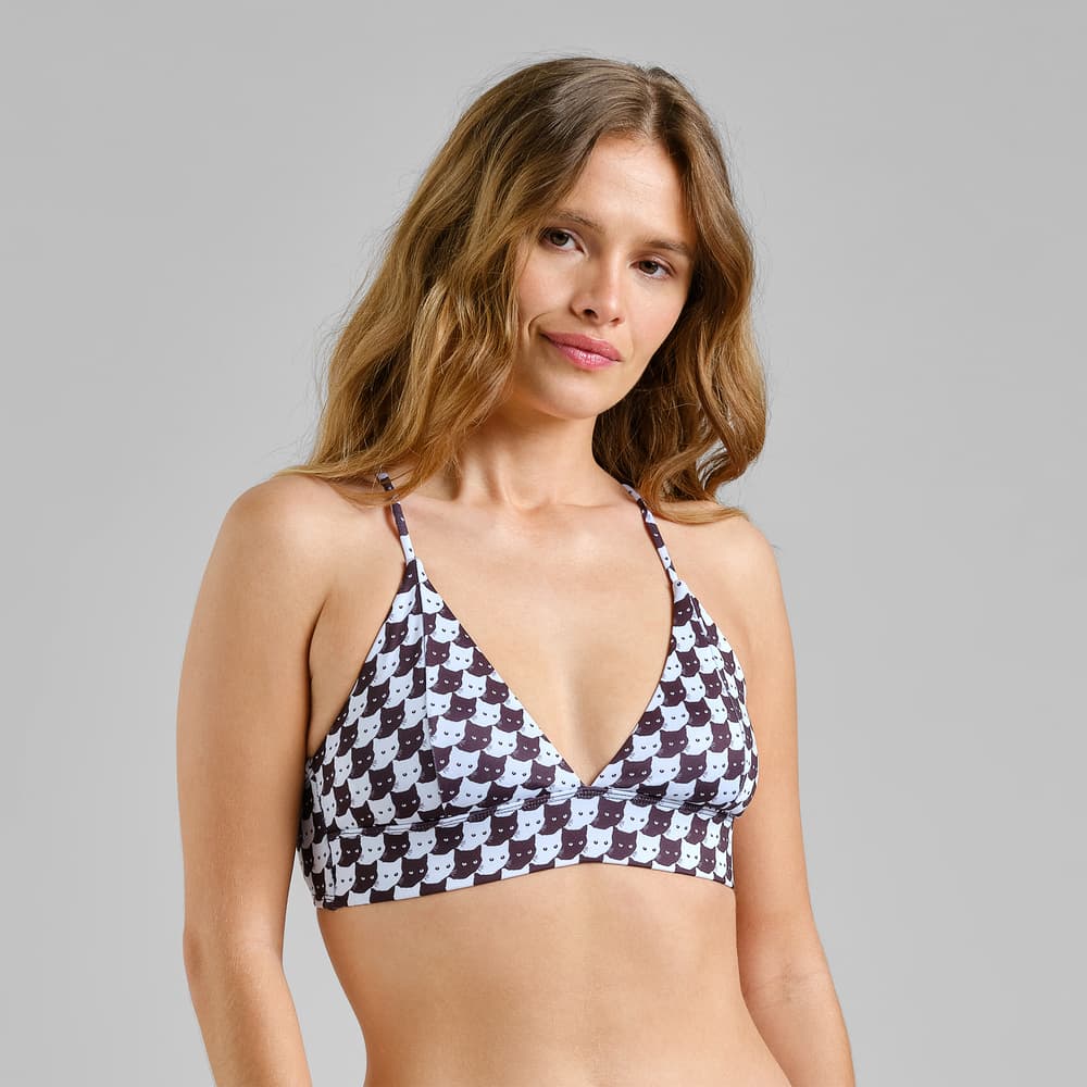 Bikini Top Alva Pepita Cats Black