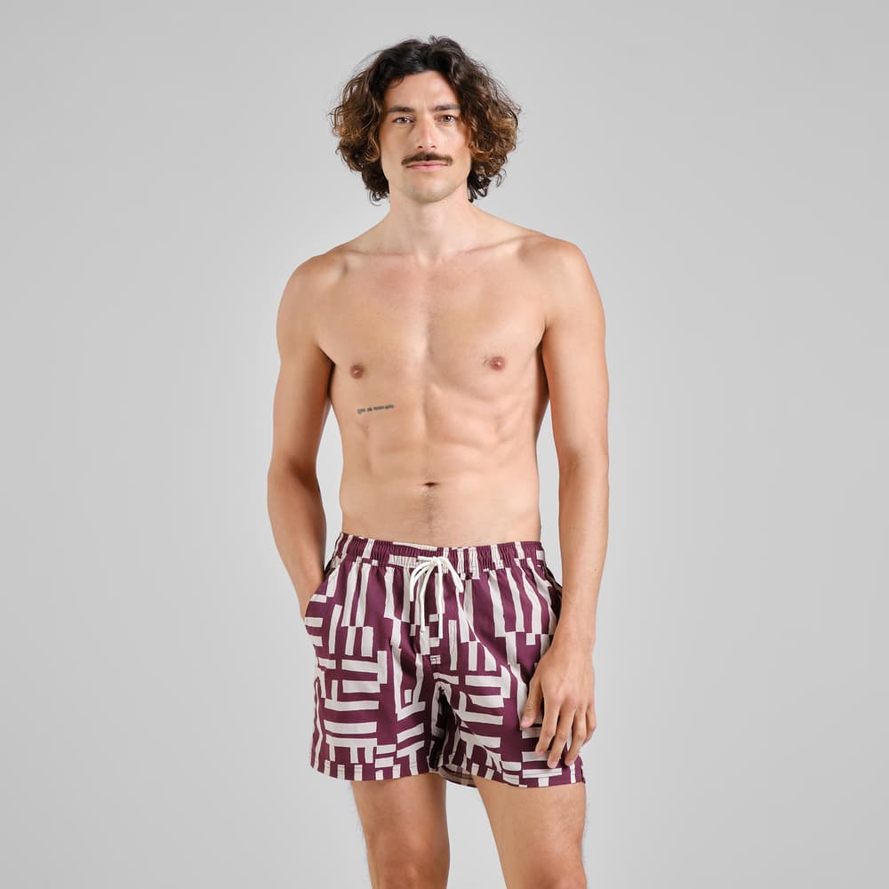 Swim Shorts Birka Lines & Sticks Fig Red