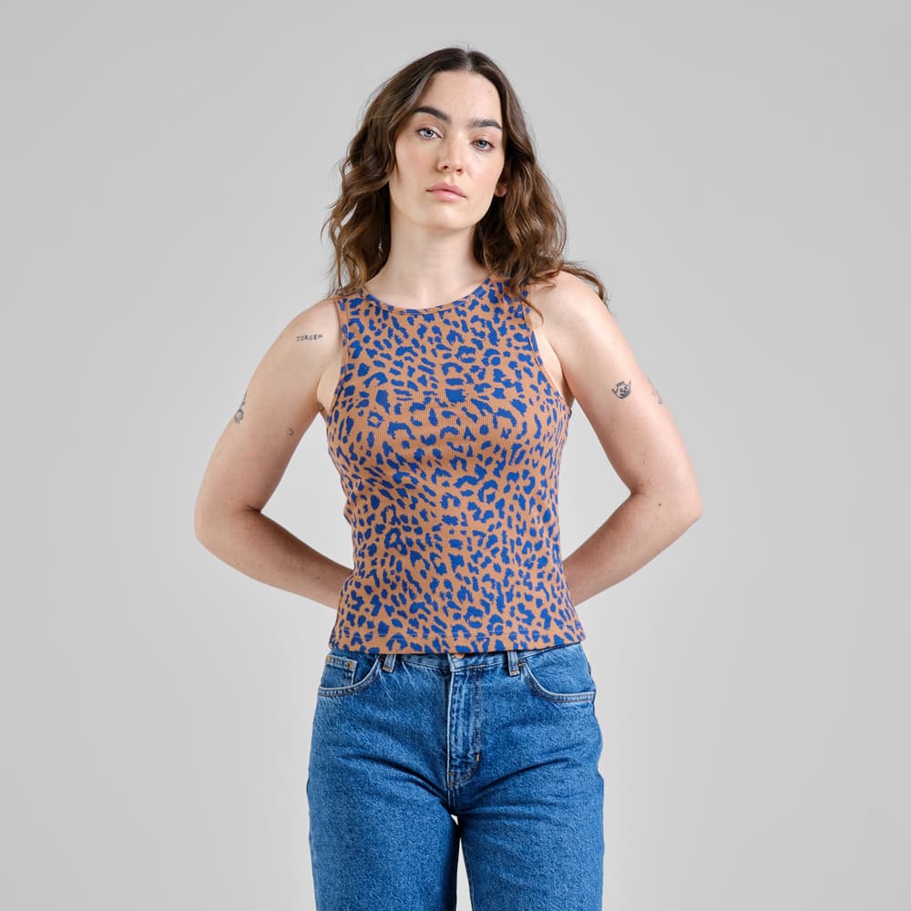 Rib Top Valdermarsvik Leopard Light Brown