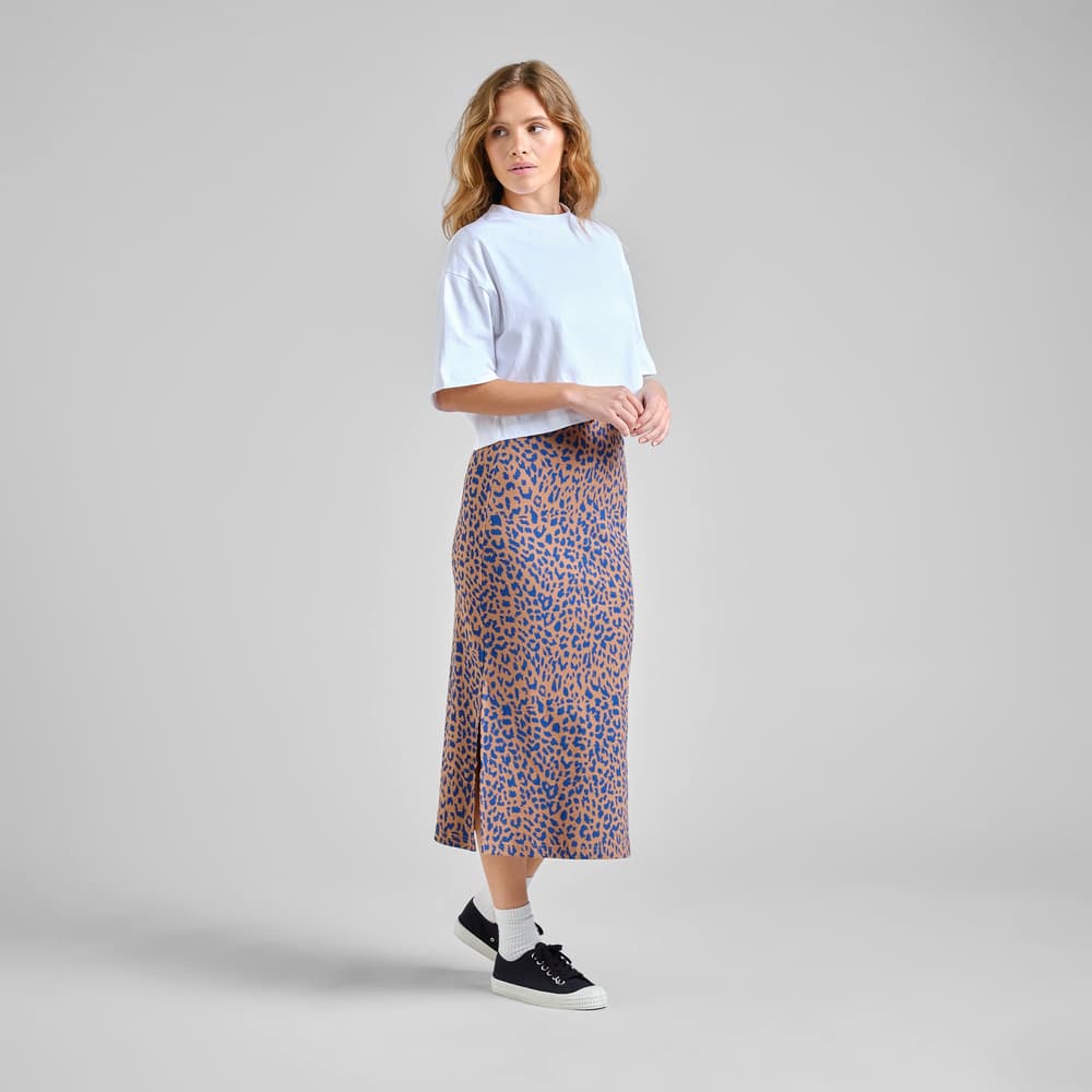 Rib Skirt Kvarnvik Leopard Light Brown