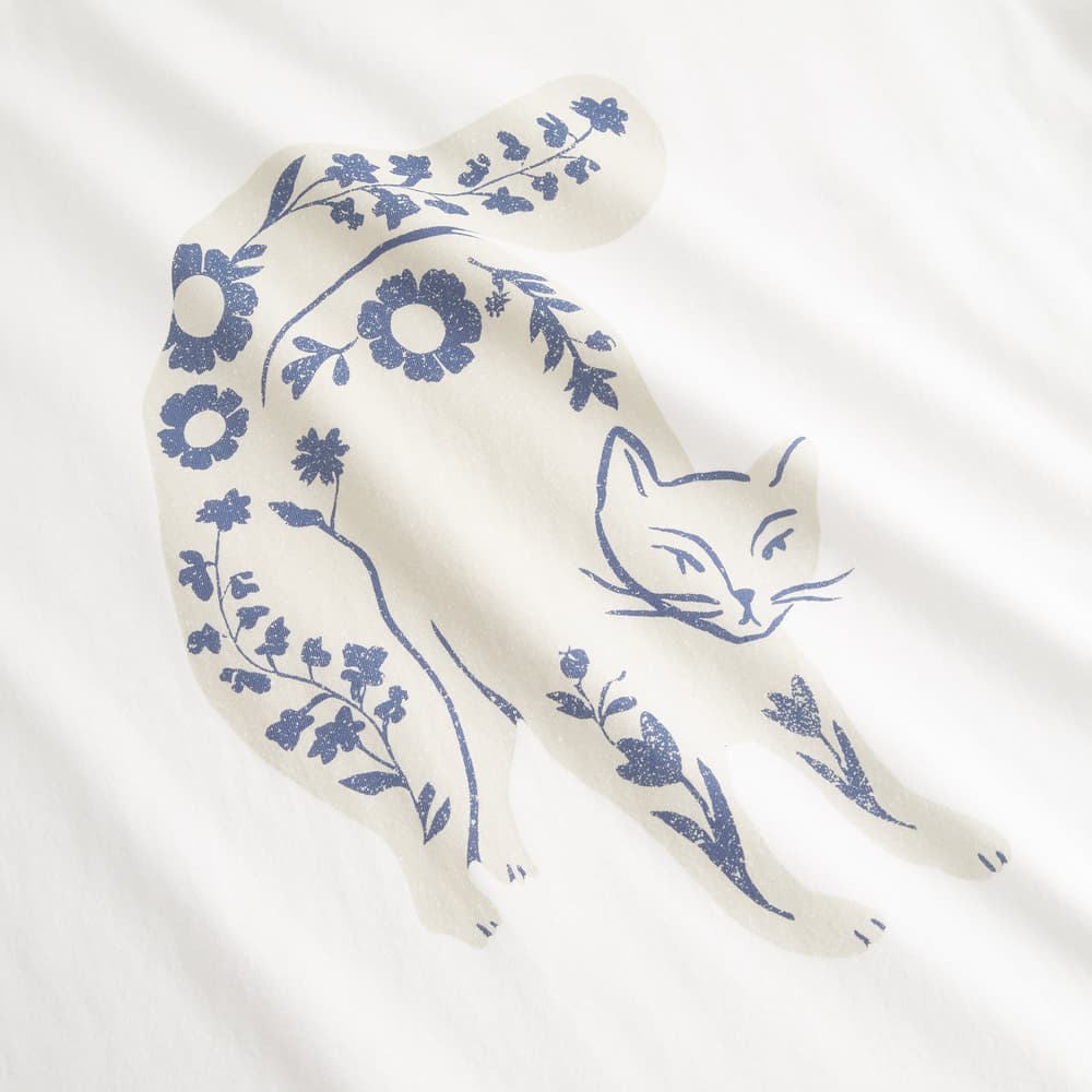 T-shirt Visby Flower Cat White