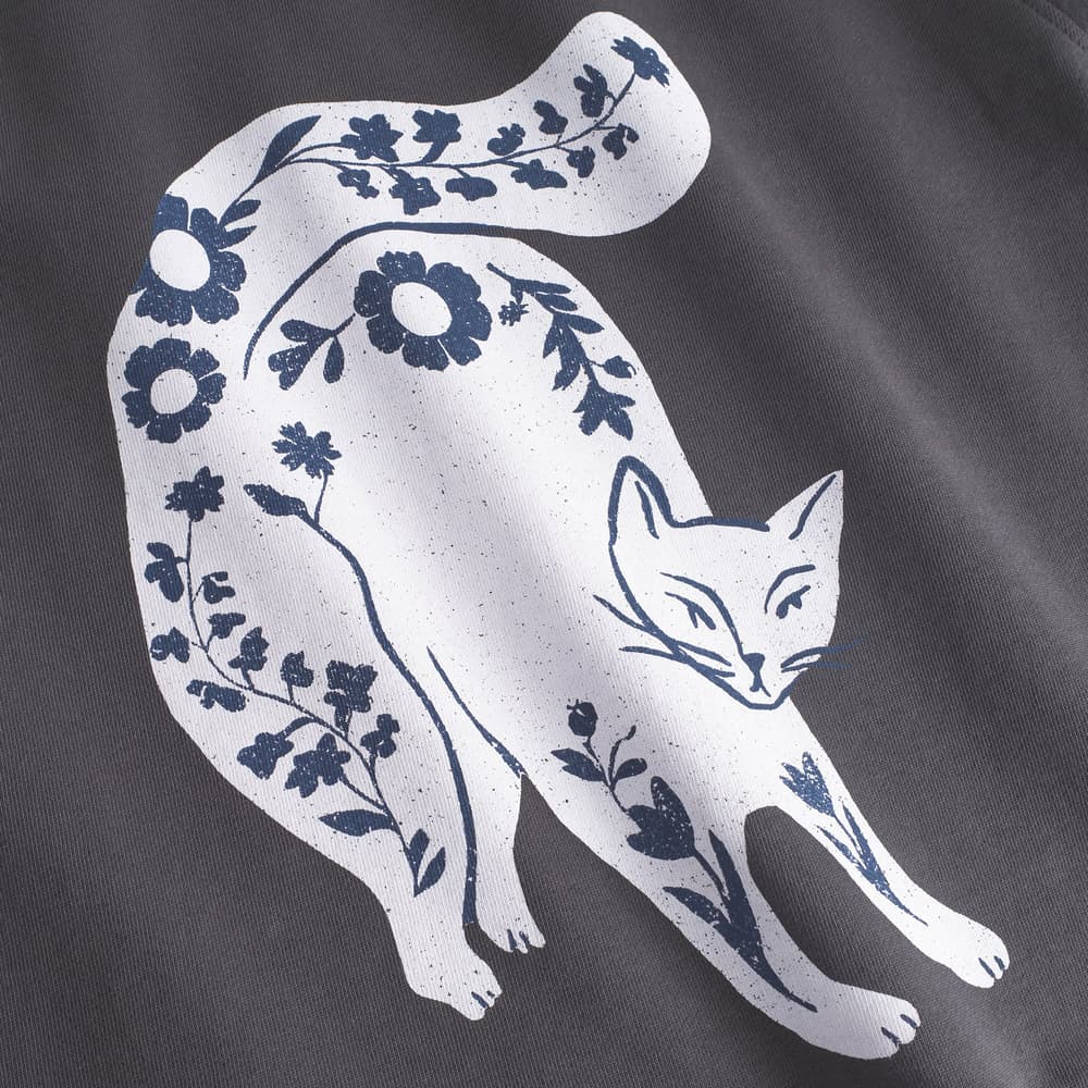 Sweatshirt Ystad Flower Cat Charcoal