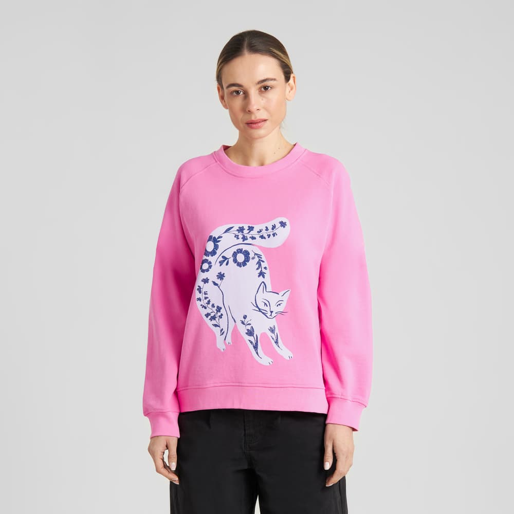 Sweatshirt Ystad Flower Cat Moonlite Pink