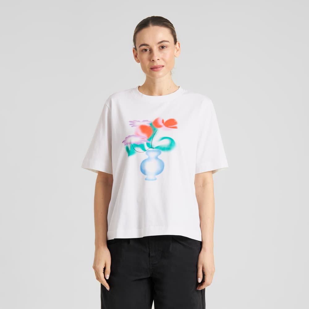 T-shirt Vadstena Spray Flowers White
