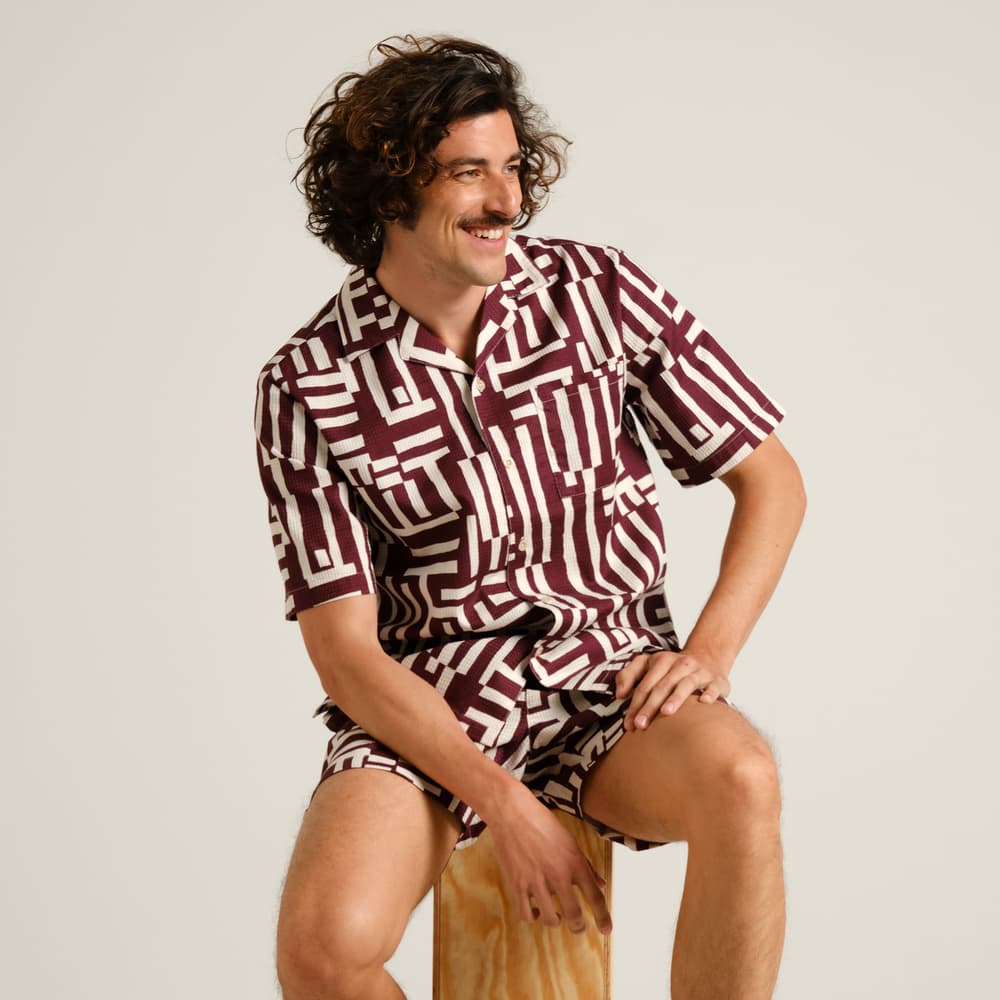 Shirt Marstrand Lines & Sticks Fig Red