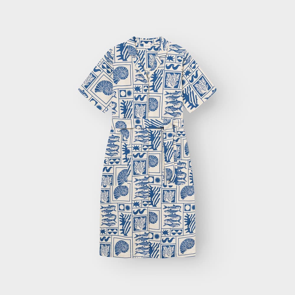 Shirt Dress Orrefors Ocean Squares Oat White