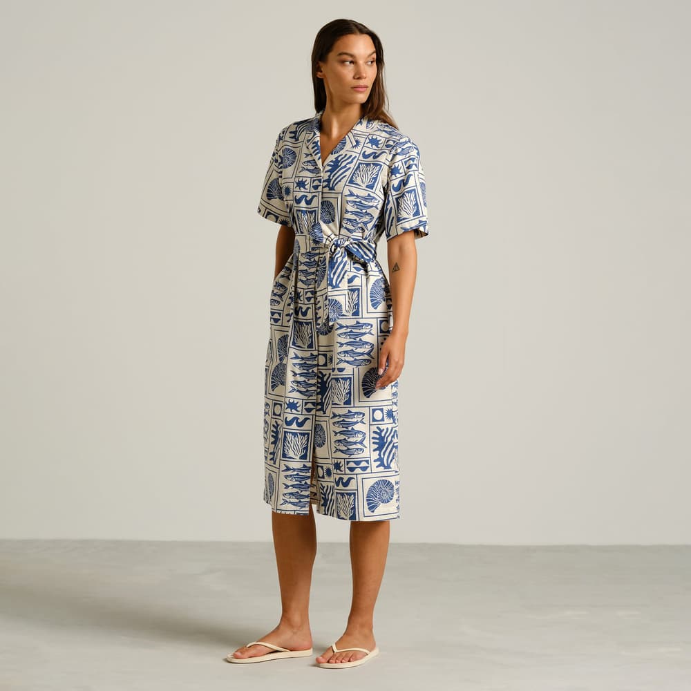 Shirt Dress Orrefors Ocean Squares Oat White