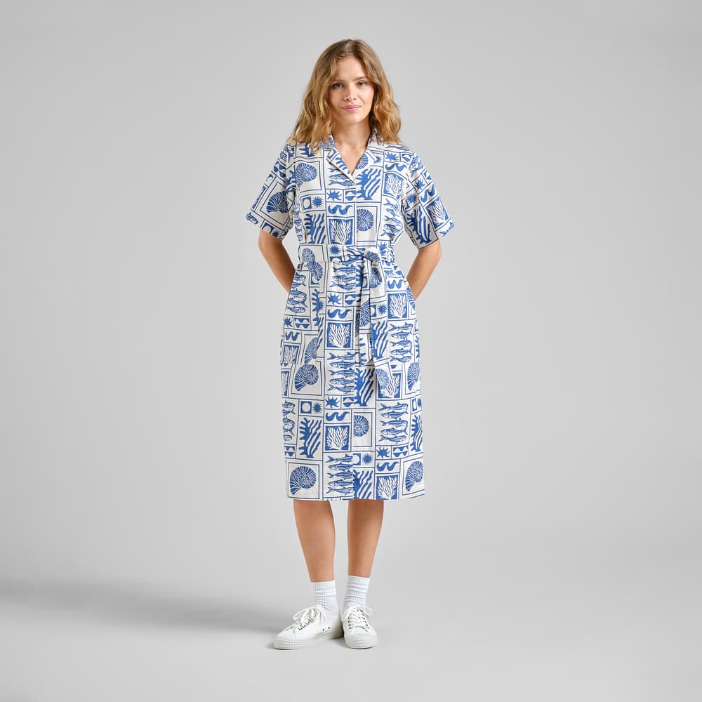 Shirt Dress Orrefors Ocean Squares Oat White