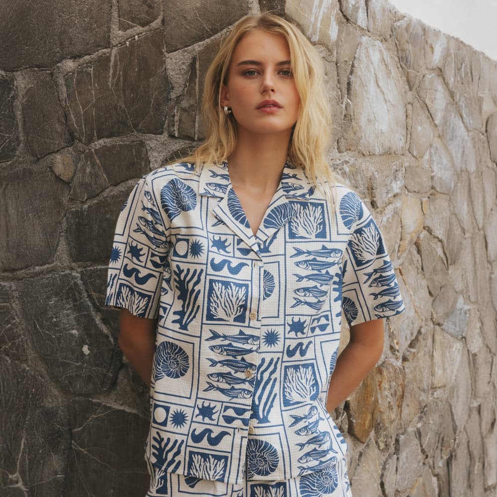 Shirt Torup Ocean Squares Oat White