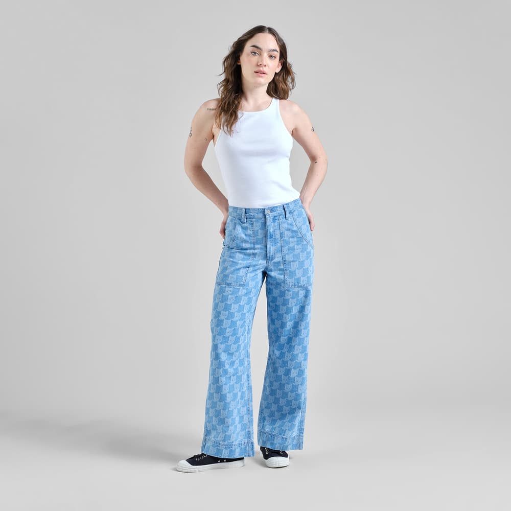Workwear Pants Vara Denim Pepita Cats Light Blue