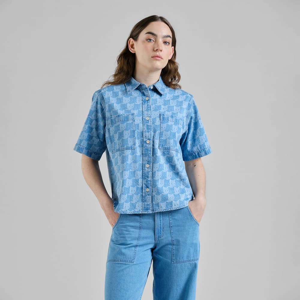 Shirt Stensvik Denim Pepita Cats Light Blue
