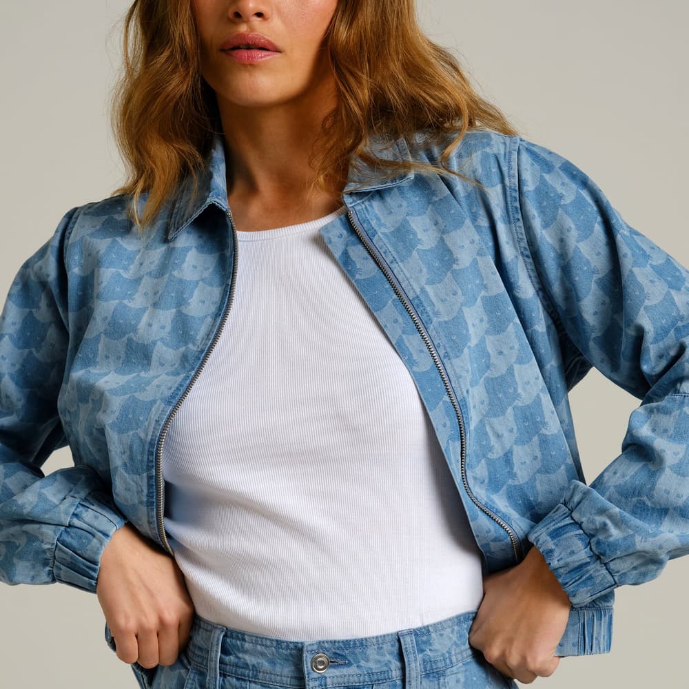 Jacket Sunna Denim Pepita Cats Light Blue