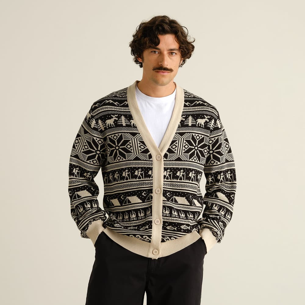 Cardigan Delsbo Fair Isle Hike Black