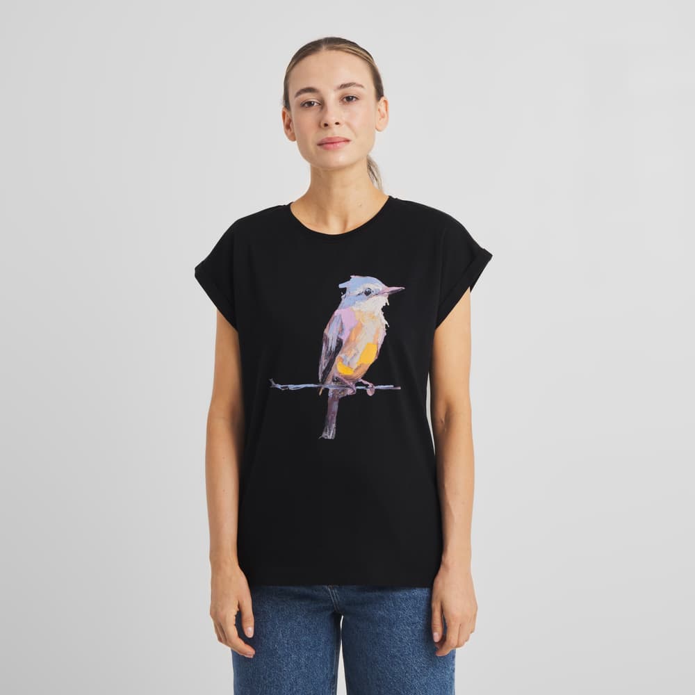 T-shirt Visby Painted Bird Black