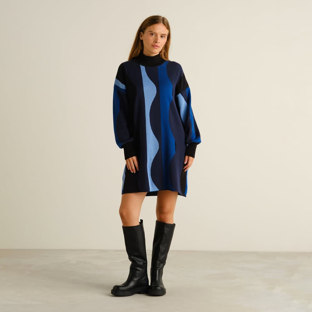 Dress Nikkala Wavy Stripe Blue