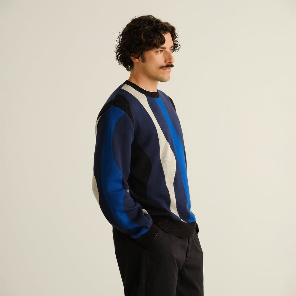Sweater Mora Wavy Stripe Blue