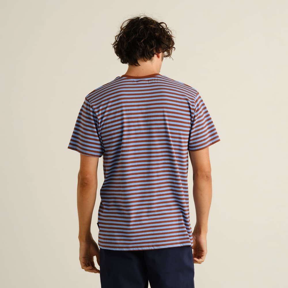 T-shirt Stockholm Stripes Cappuccino Brown/Cornflower Blue