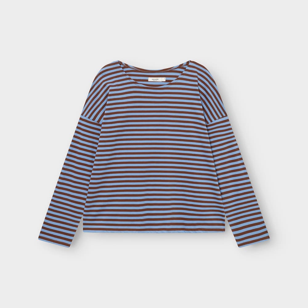 Top Humledal Stripes Cappuccino Brown/Cornflower Blue