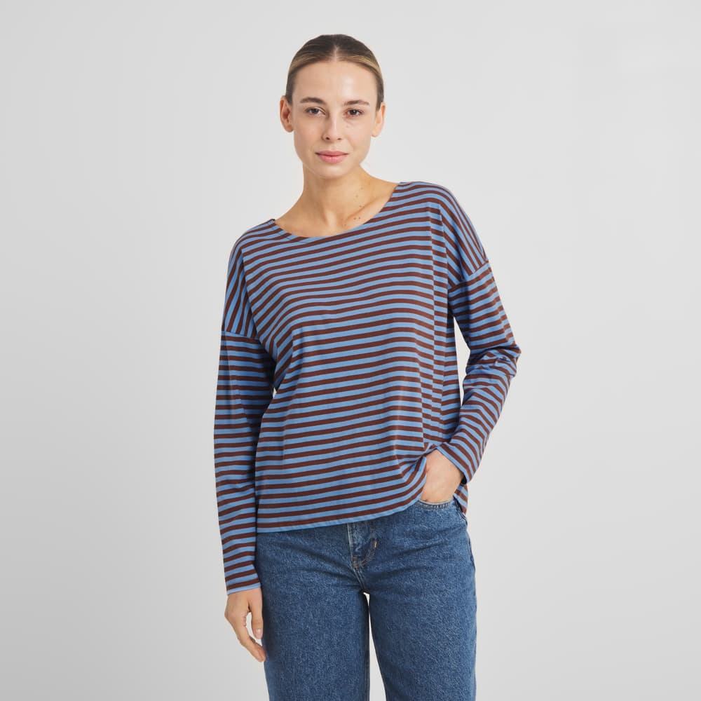 Top Humledal Stripes Cappuccino Brown/Cornflower Blue