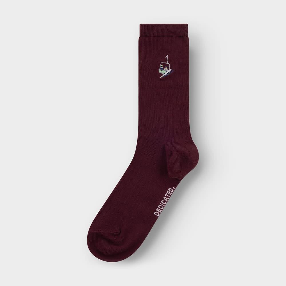Rib Socks Knivsta Ski Lift EMB Fig Red