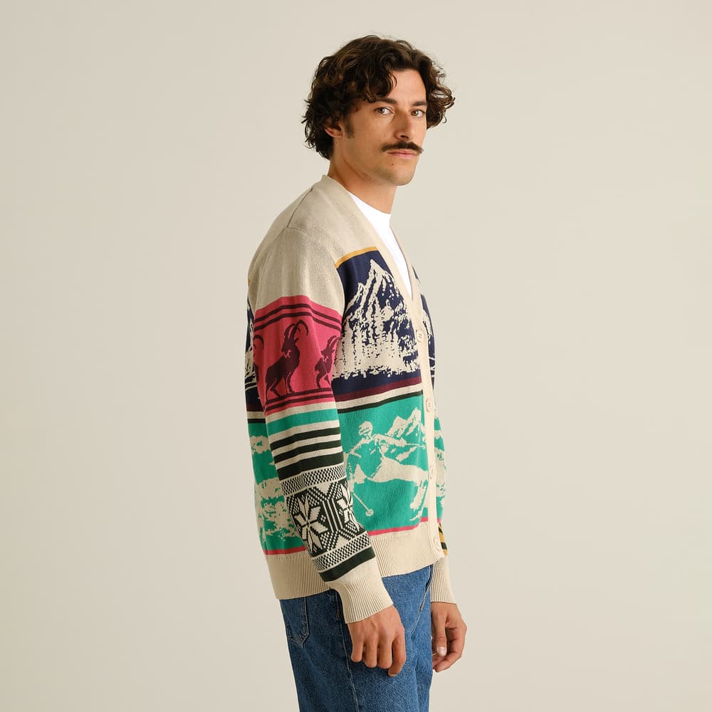 Cardigan Delsbo Retro Ski Blocks Multi Color