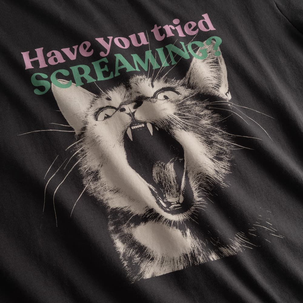 T-shirt Vadstena Screaming Cat Charcoal