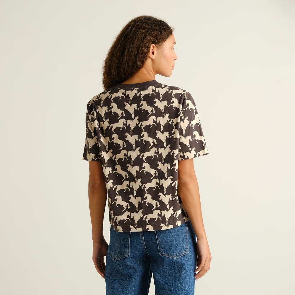 T-shirt Vadstena Wild Horses AOP Charcoal