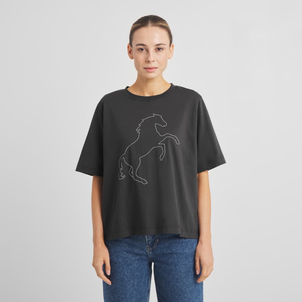 T-shirt Vadstena Wild Horse Stitch EMB Charcoal