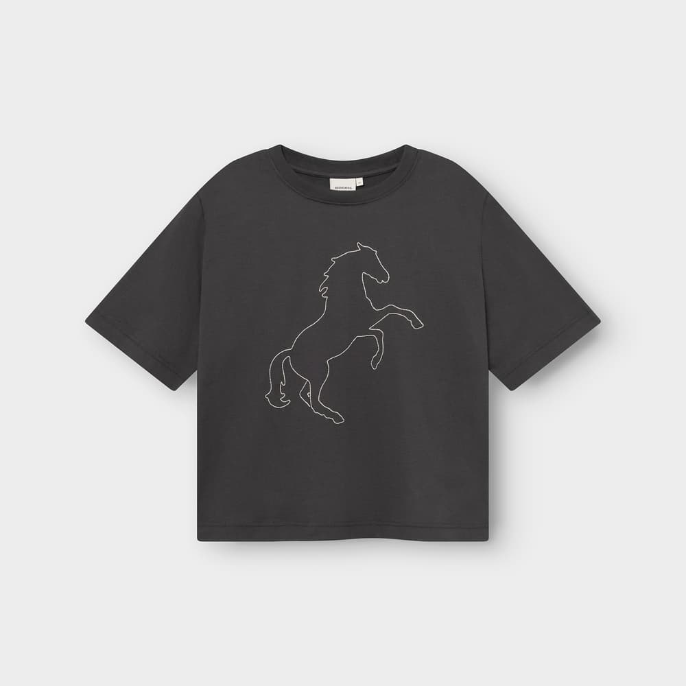 T-shirt Vadstena Wild Horse Stitch EMB Charcoal