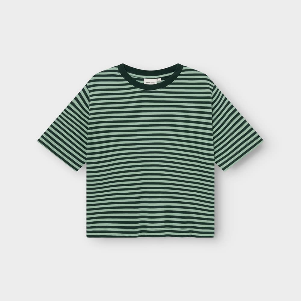 T-shirt Vadstena Stripes Dark Green/Granite Green