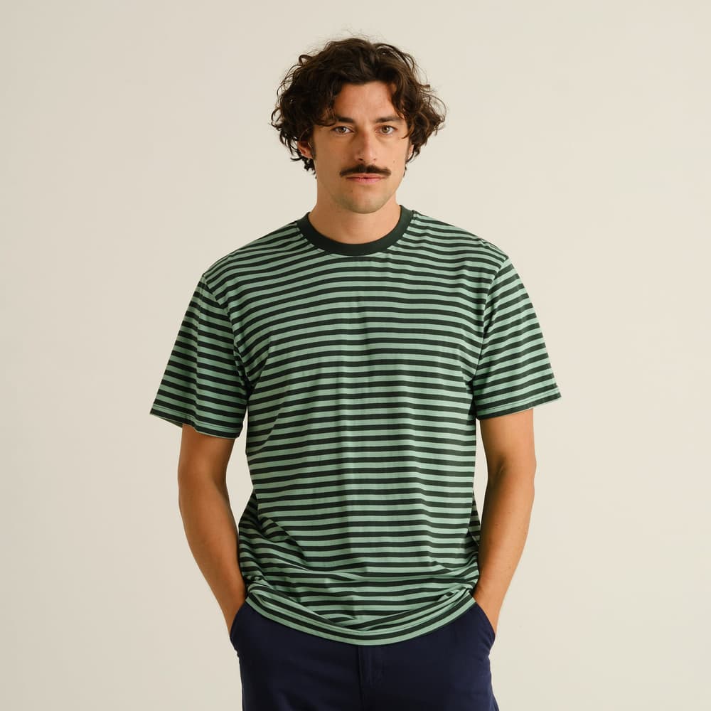 T-shirt Stockholm Stripes Dark Green/ Granite Green