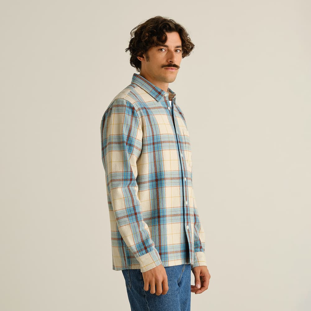 Shirt Rute Flannel Tartan Check Oat White