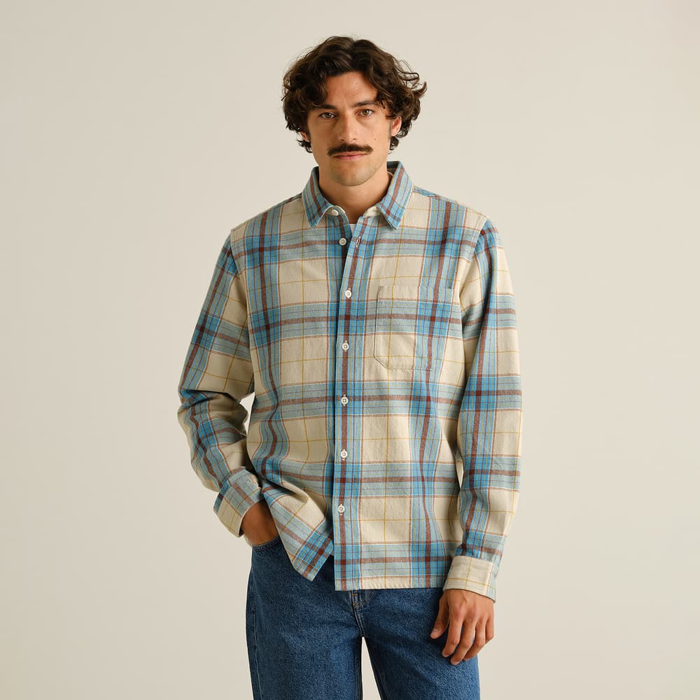 Shirt Rute Flannel Tartan Check Oat White