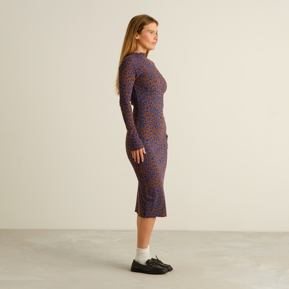 Rib Dress Lofta Leopard Light Brown
