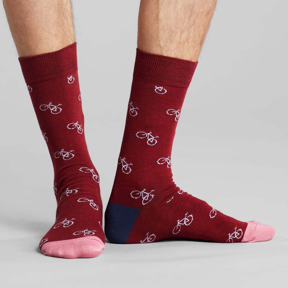 Socks Sigtuna Bike Pattern Burgundy