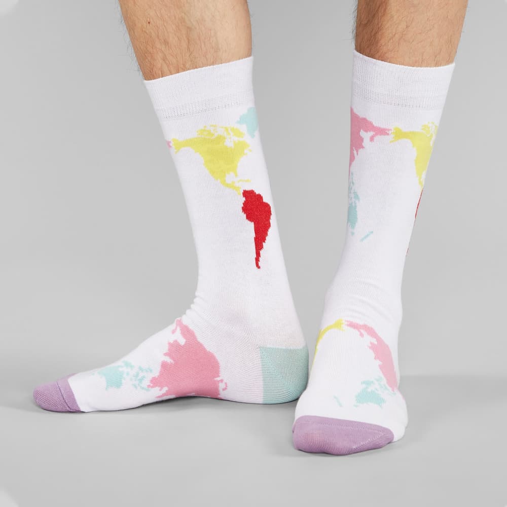 Socks Sigtuna World Map White