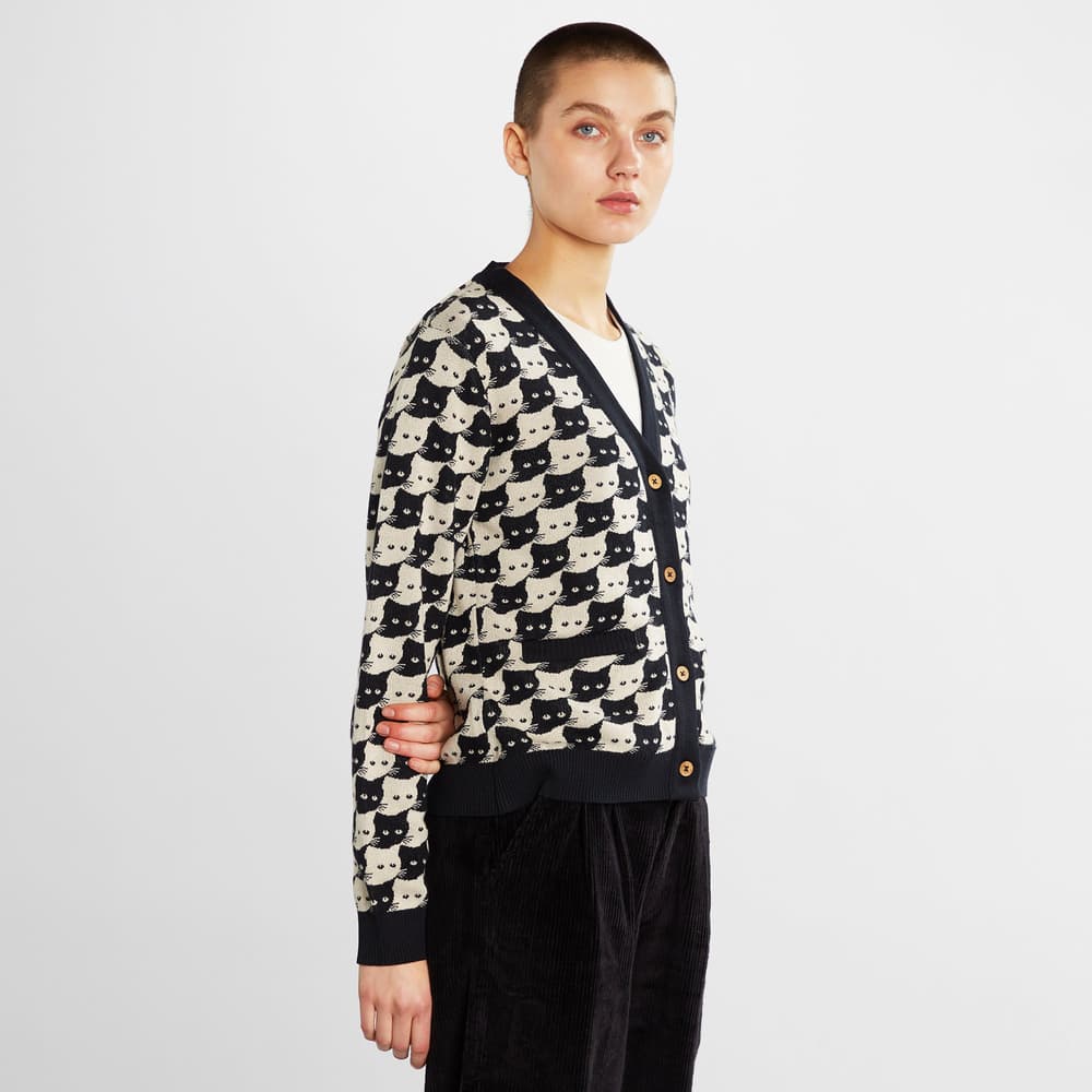 Cardigan Iggesund Pepita Cats Oat White