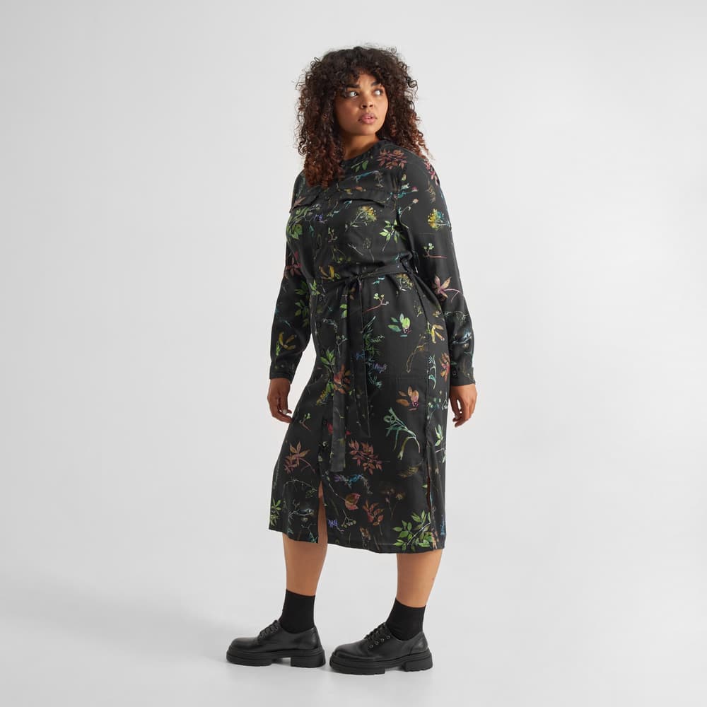 Shirt Dress Falsterbo Night Florals Black