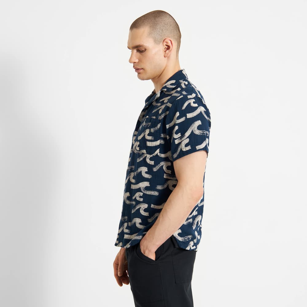 Shirt Marstrand Brushed Waves Navy
