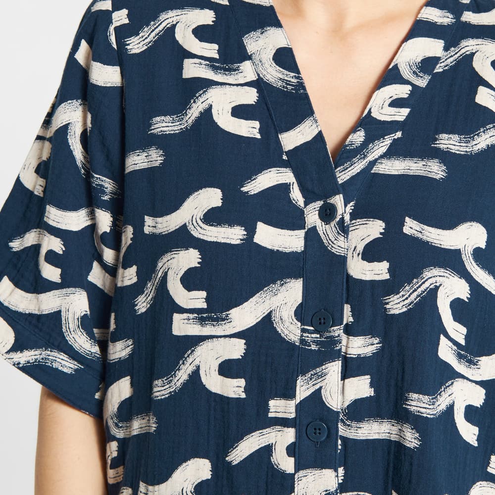 Blouse Odense Brushed Waves Black Iris