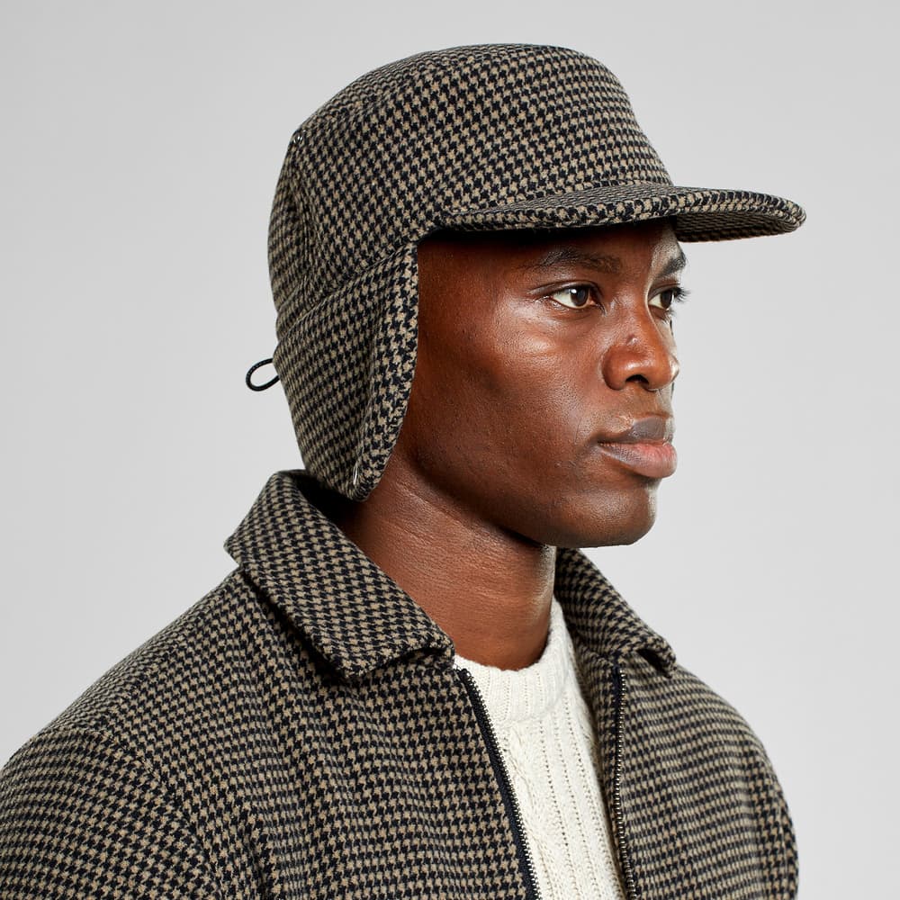 Earflap Cap Jokkmokk Wool Pepita Brown