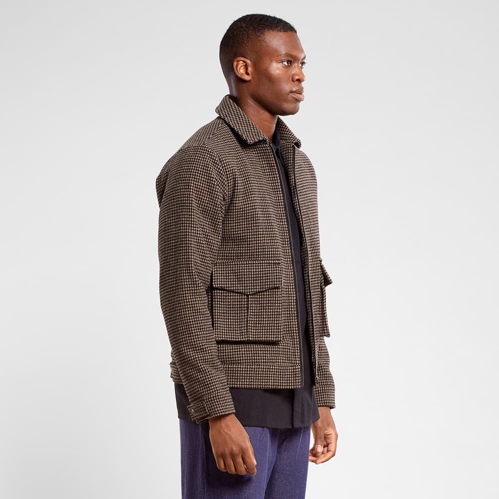 Padded Wool Jacket Vallentuna Pepita Brown