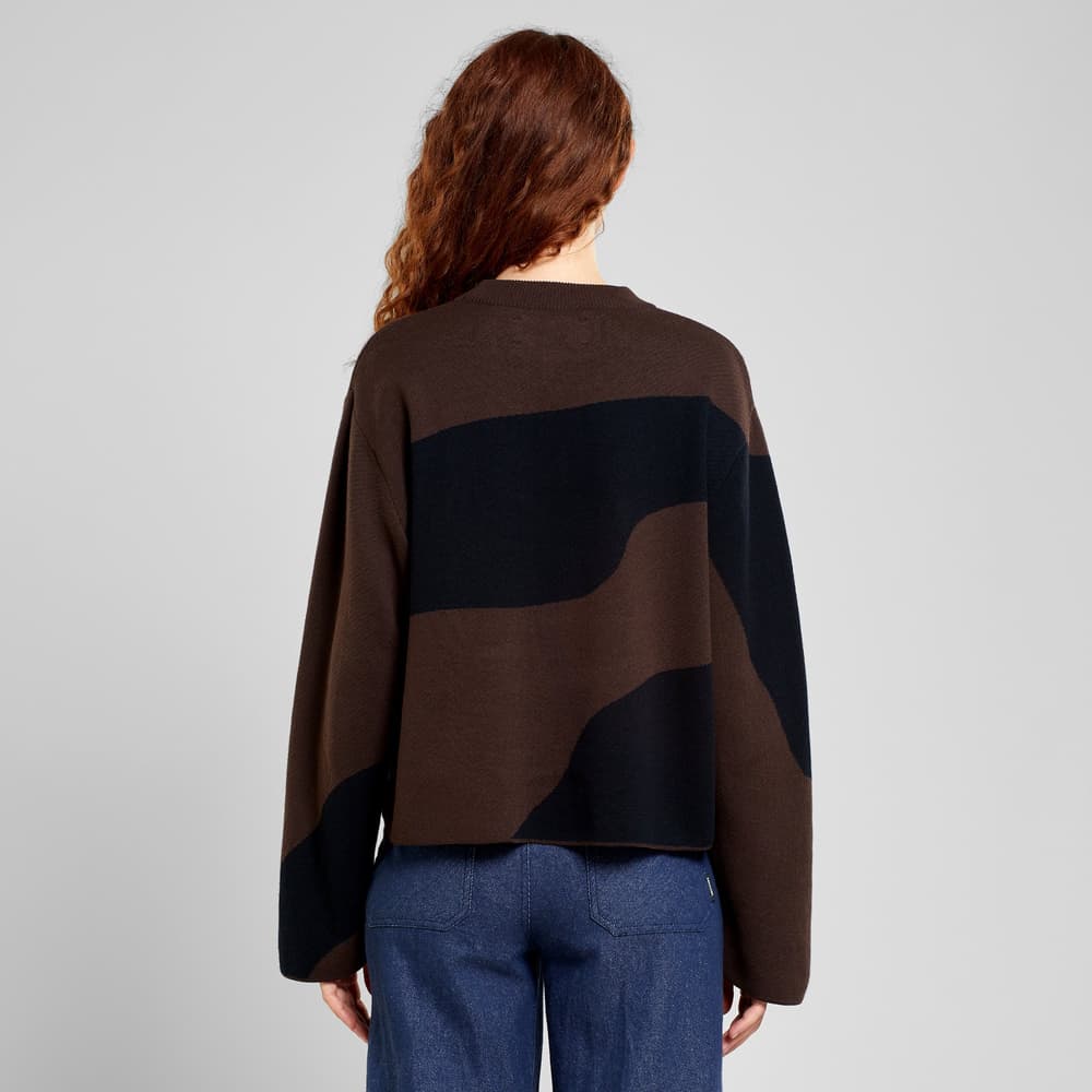 Sweater Limhamn Flowy Block Black/Coffee Brown